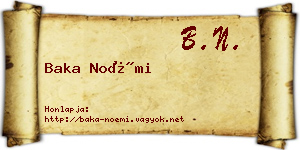 Baka Noémi névjegykártya